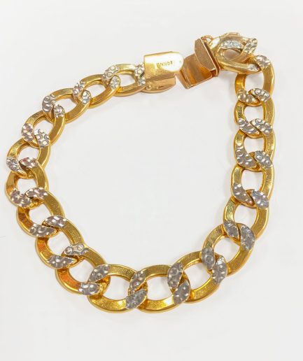 14K Yellow Gold Diamond-Cut Cuban Link Bracelet - Size 8