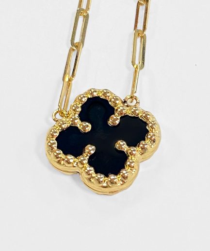 14k Yellow Gold Clover Pendant Necklace - 20”