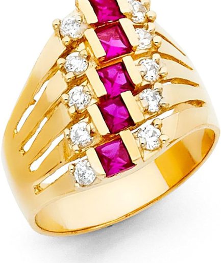 14k Yellow Gold Ruby and Diamond Ring