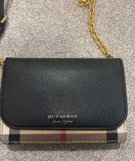 Burberry Check & Leather Crossbody Bag